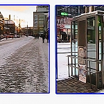 Зимние улицы Хельсинки. Вход на станцию метро в Хельсинки.